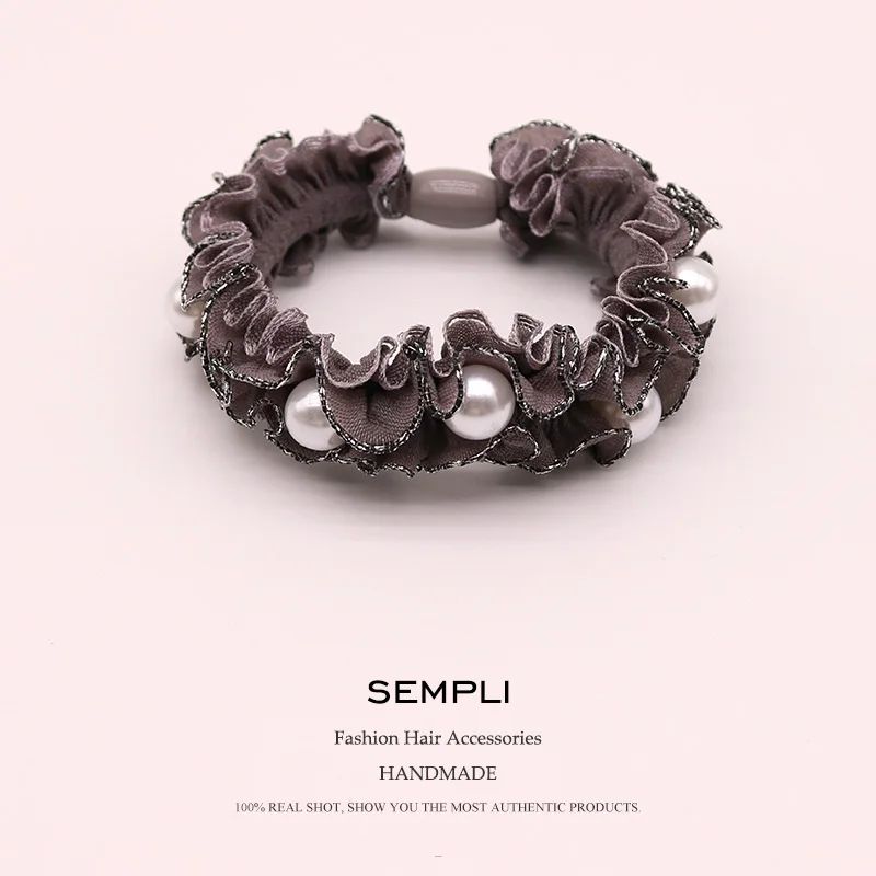 14 цветов Нейлоновые эластичные резинки для волос для женских кружев и жемчуга Очень высококачественная эластичная ободок Резинка для волос в аксессуарах.