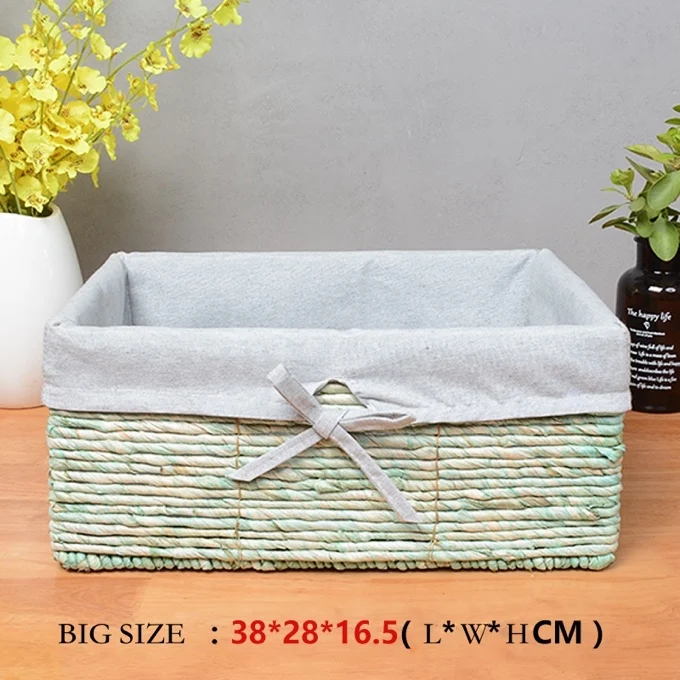 38x28x16.5cm Корзина грязной одежды поддельная плетёная ротанговая косметические корзины для хранения игрушек соломенный набор посуды для снеков кухонные коробки с подкладкой - Цвет: 38x28x16.5cm