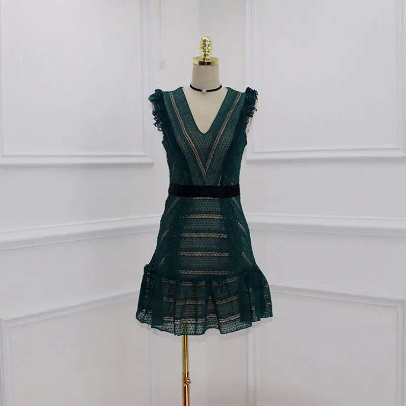 Женское Прозрачное платье-мини с открытой спиной кружевное вечернее платье