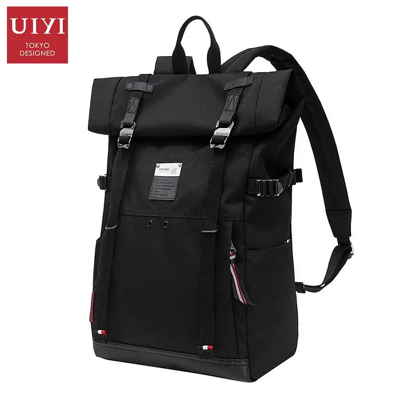 UIYI черный школьный рюкзак мужской лоскутный винтажный из кожи и полиэстера для