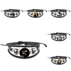 EJ глазурь для фотографий и стеклянный кабошон черный кожаный браслет