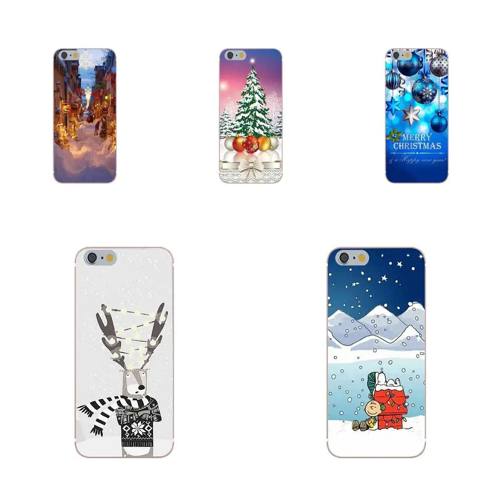 Новый год Рождество для iPhone 4S 5S 5C SE 6S 7 8 Plus X Galaxy Note 5 6 S9 + Grand Core Prime Alpha Мягкий ТПУ