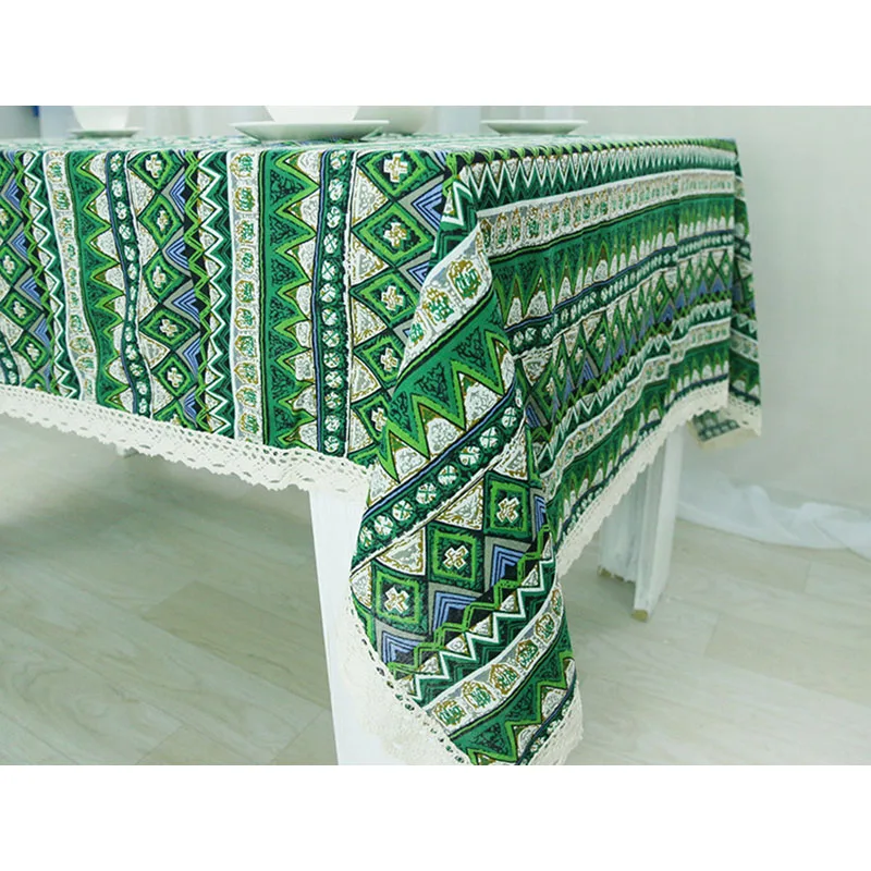 Народный обычай Скатерти Ретро хлопок/лен S с принтом дома покрытие стола зеленый