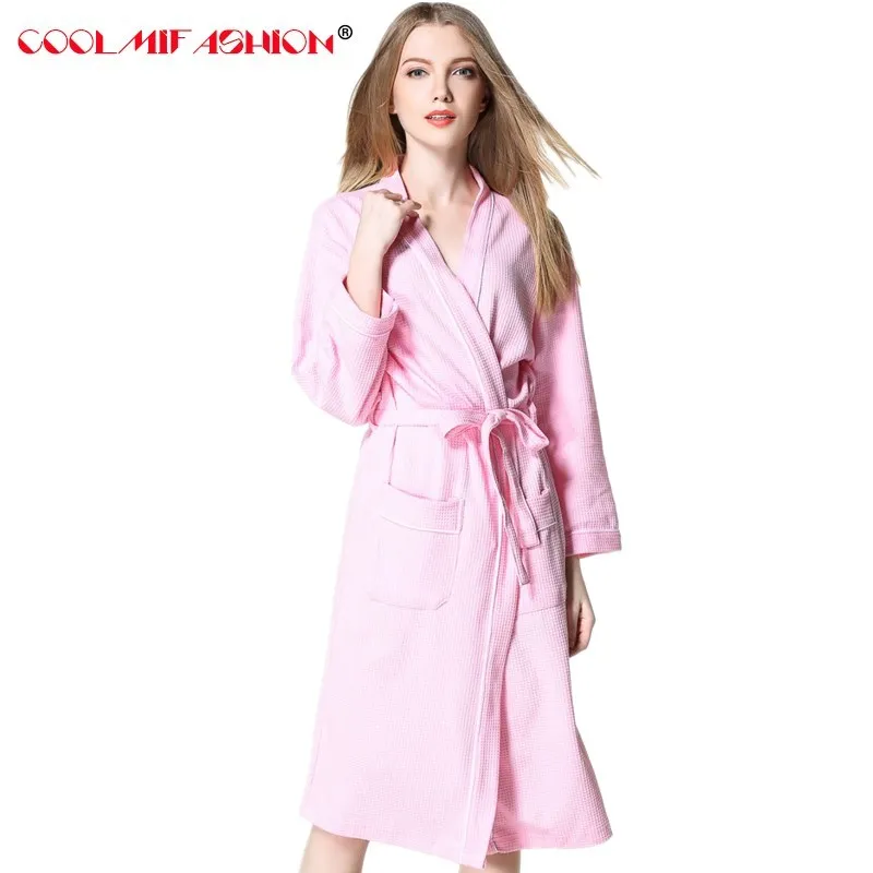 

Cotton Robe femme Bathrobe Loose Long Robes For Womens White Pink Plus Size Women kimono Robe After Bath Dressing Gowns Homewear