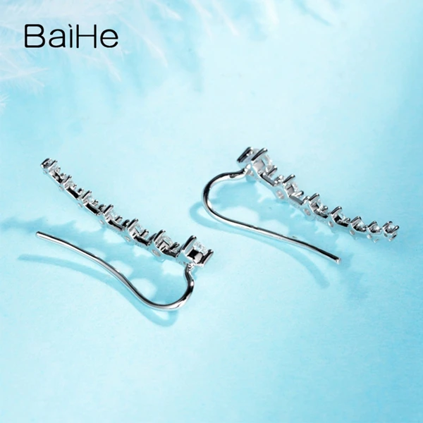BAIHE Solid 14 K белое золото 0.40ct(всего) H/SI натуральные бриллианты свадебные женские модные ювелирные изделия серьги-гвоздики