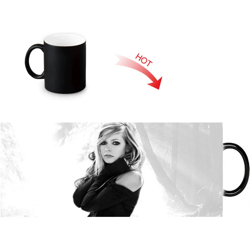 4 Avril Lavigne Magic DIY кружки для морфинга, меняющие тепло цвет, чашка для кофе с молоком, черная трансформирующая белая кружка, идея подарка - Цвет: 4
