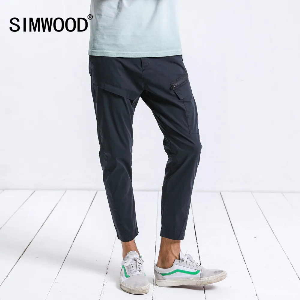 SIMWOOD Новинка 2019 г. Летние повседневные штаны для мужчин модные спортивные тонкие