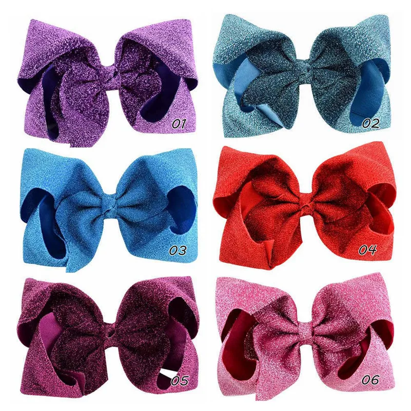 8 Inch Girls Big Bow Hair Clips Shiny Cloth Accessories Alligator Clip Boutique Kids Soild Bling Bowknot Hairpins Headwear | Детская