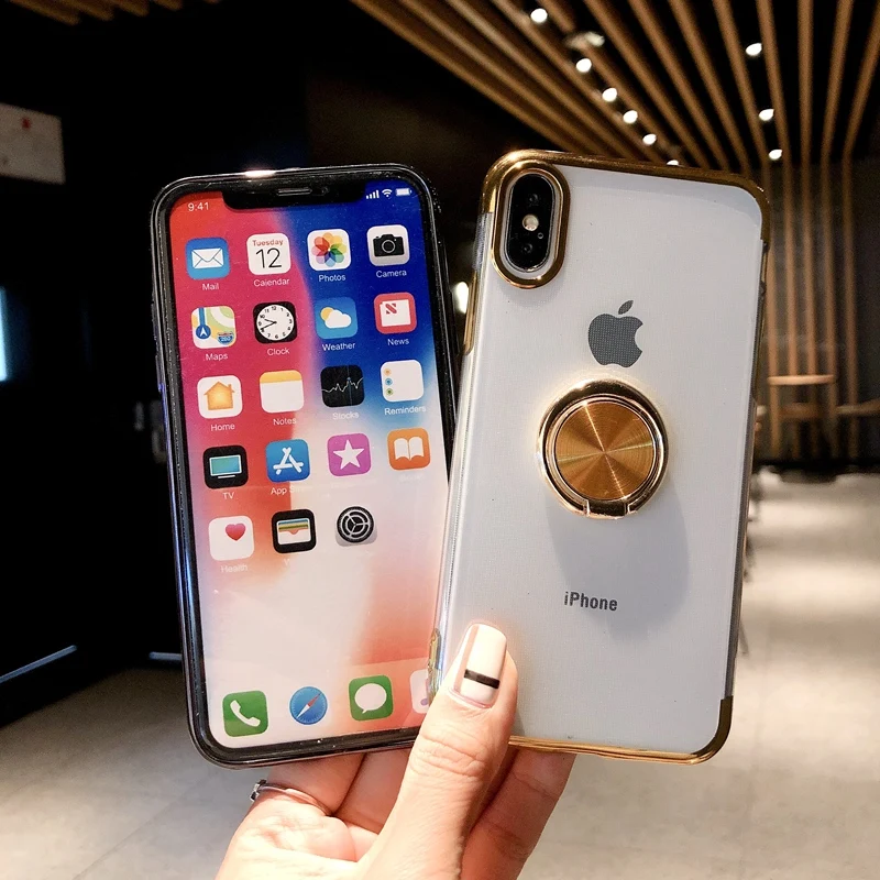 Чехол для iphone 8 7 plus 6 s 11 Pro Max прозрачный чехол с магнитным кольцом XS XR X