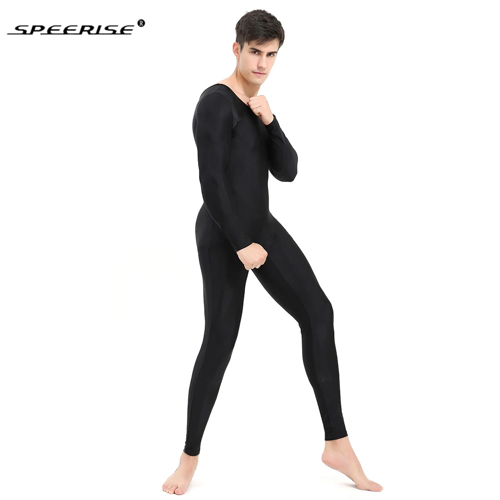 Sperise взрослый черный с длинным рукавом комбинезон цельный спандекс из лайкры