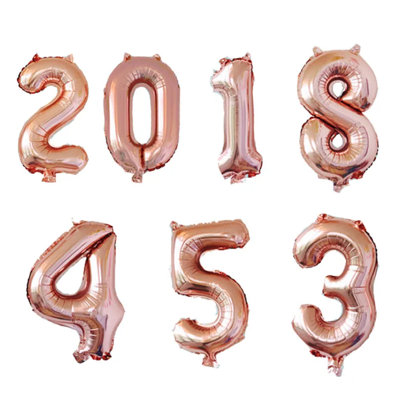32 дюймов розовые золотые шары из фольги в виде цифр День Рождения украшения