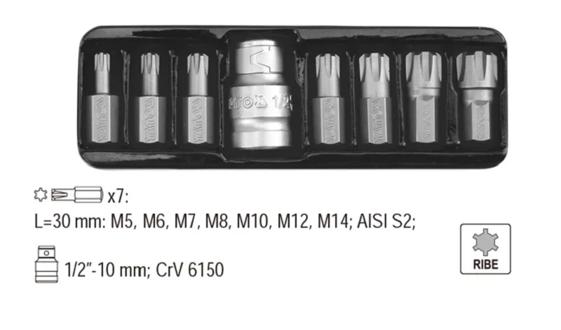 New High Quality 7pc Torx screwdriver set Ribe Allen bits Driver bit Sets with Conversion sleeve