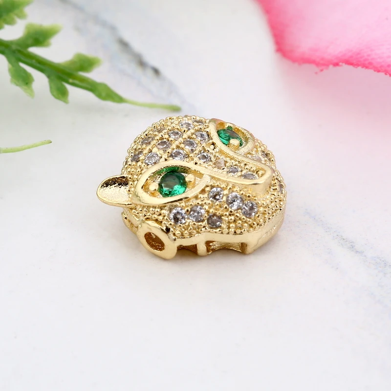 Micro Pave CZ горный хрусталь черный леопард бисер талисман животных для DIY бисера