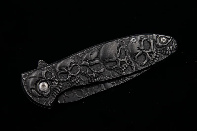 JUFULE череп из углеродистой стали складной Кемпинг Охота Карманный выживания EDC Инструмент Тактический Открытый Флиппер фрукты Многофункциональный кухонный нож