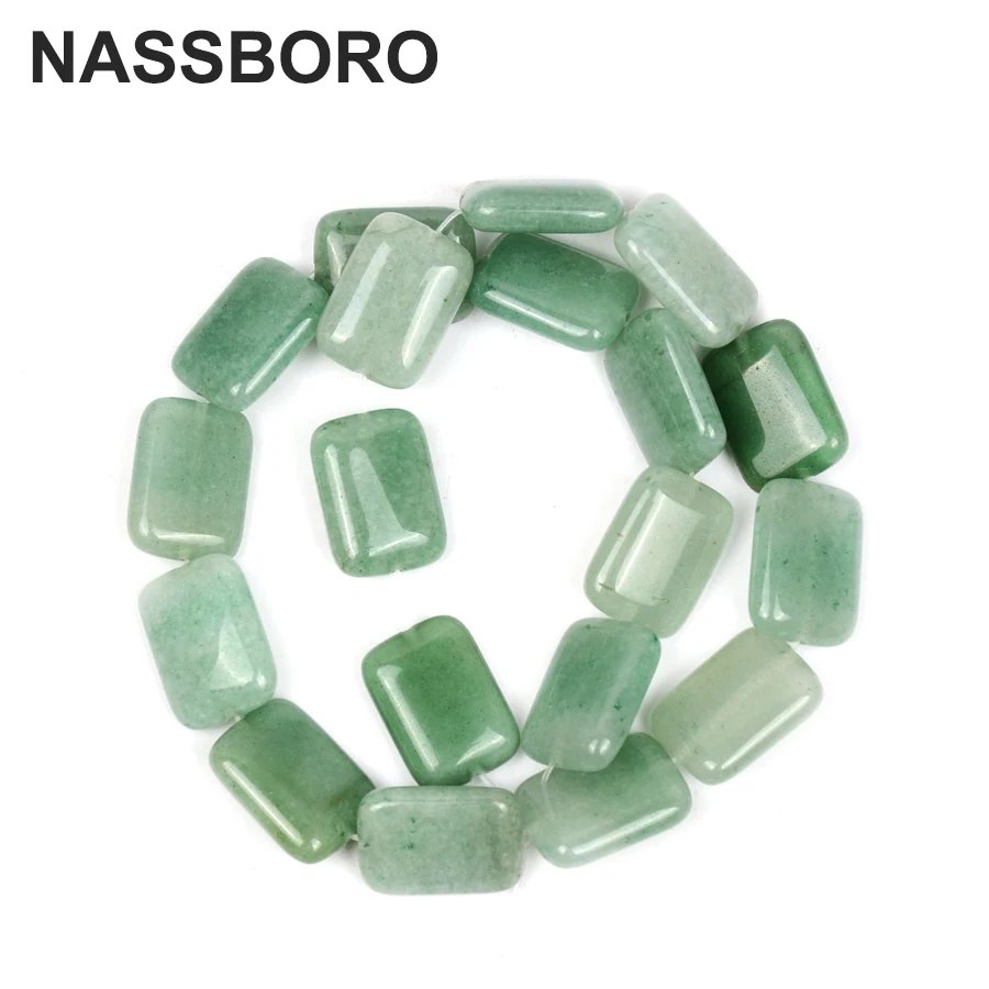 

Rectangle Natural Green Aventurine Stone Beads Loose Spacer Beads For Fashion Necklace Bracelet Jewelry Making DIY 13X18mm