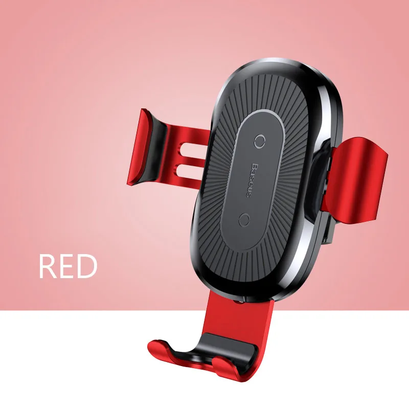 Red Baseus Беспроводное зарядное устройство Автомобильный держатель для iPhone 11 Pro Max USB Беспроводная зарядка для samsung S9 Note 9 автомобильный держатель - Цвет: Red