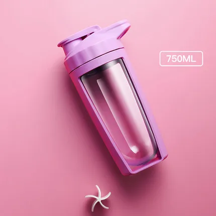 Purple 750 мл, бутылка-Шейкер для протеина, смешивание порошка, Спортивная Фитнес, походная фляжка - Цвет: Purple
