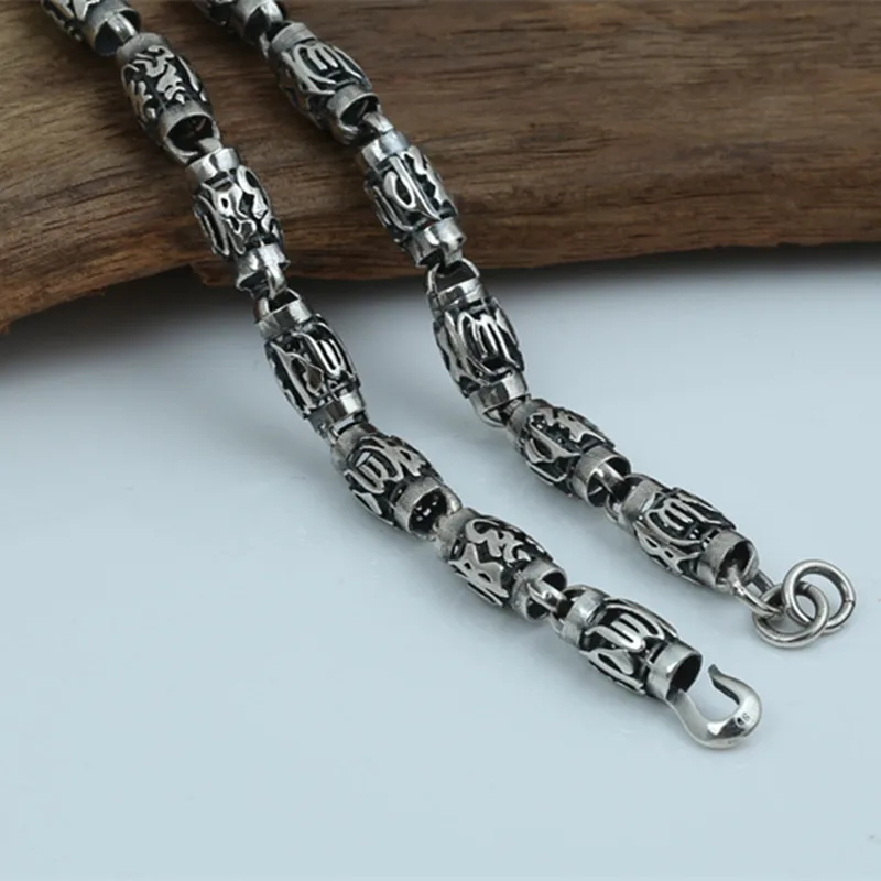 66g 100% Real Pure 925 Sterling Silver Choker Necklace 8MM Thick Chain Men Gift Thai silver long Initial necklace | Украшения и