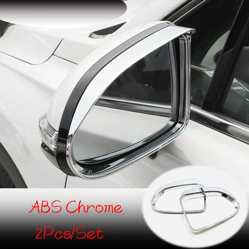 ABS Chrome For Hyundai Santa Fe 2018 2019 Accessories Car Rearview Mirror Rain Eyebrow Trim Moulding Cover Ca Styling 2pcs | Автомобили и