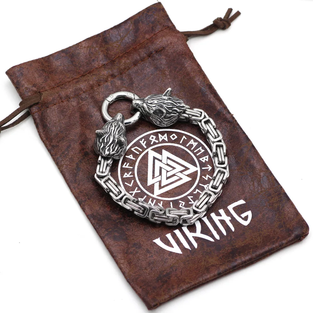 Мужская Королевская цепь из нержавеющей стали norse браслет с волчьей головой 21 23 25