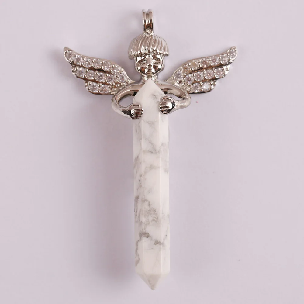 Белый камень Howlite бусина драгоценный подвеска Счастливый Ангел ювелирные