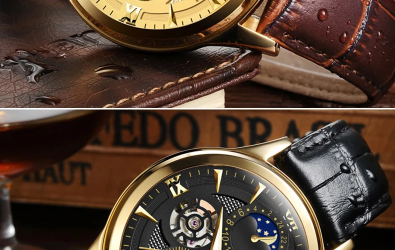 AESOP Moon Phase часы для мужчин автоматические механические часы модные золотые наручные часы Мужские часы Relogio Masculino