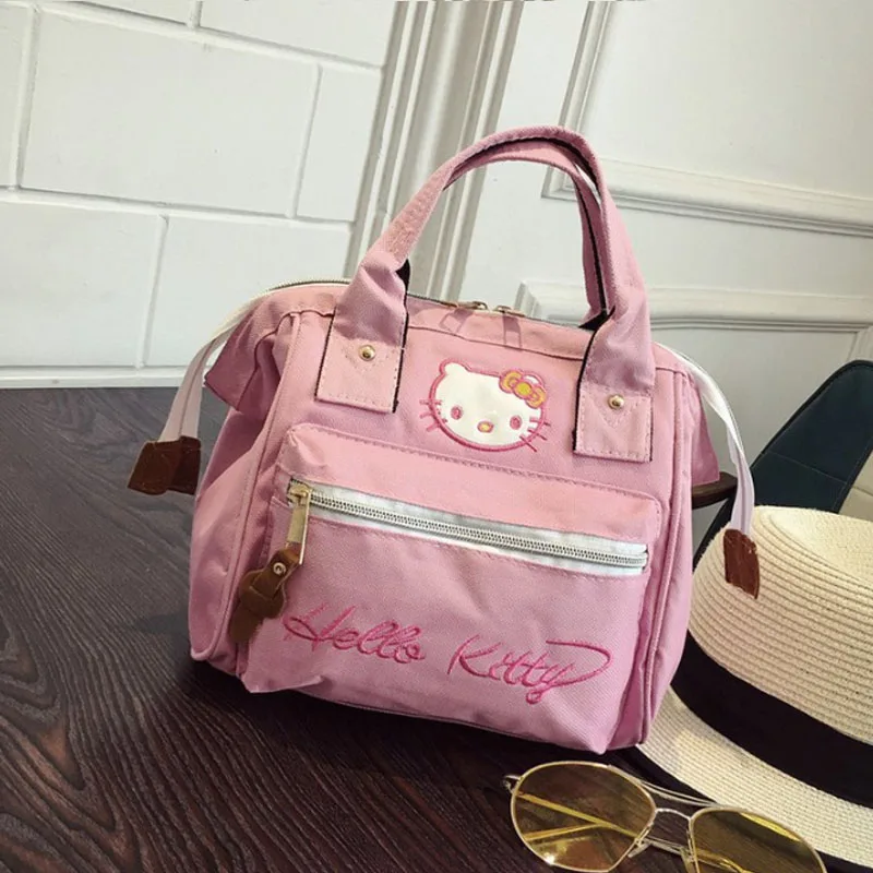 D Сумка hello kitty, модная сумка на плечо, рюкзаки, холщовые, кавайные, для девочек, через плечо, школьная сумка, Мультяшные, маленькие, детские, плюшевые сумки - Цвет: D