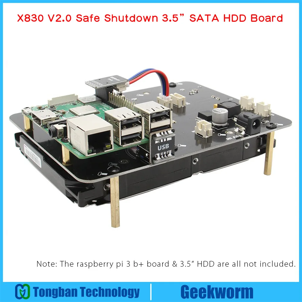 Raspberry Pi X830 V2.0 SATA HDD плата расширения с безопасной функцией отключения 3 5 &quotHDD