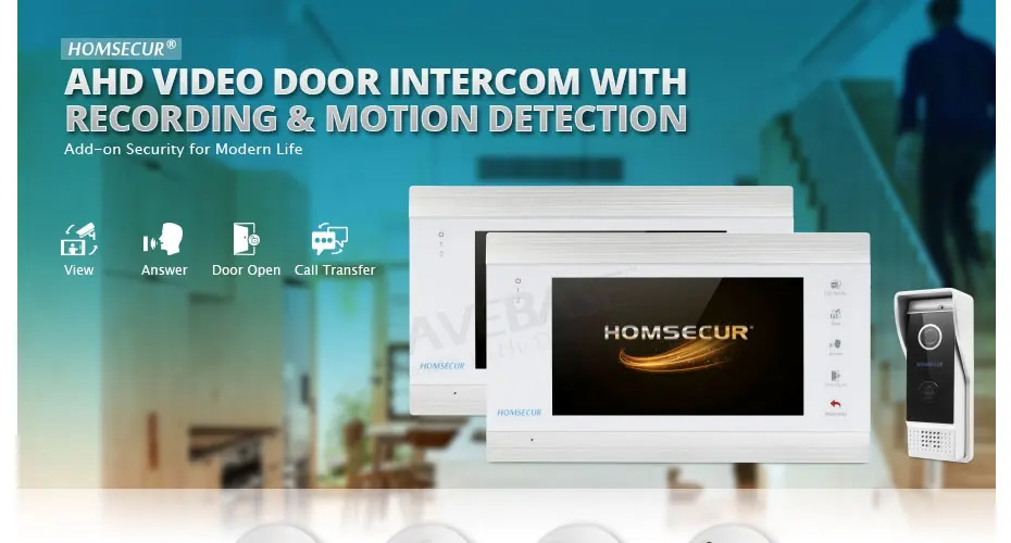 HOMSECUR 7 дюймов видео дверной звонок монитор домофон с 1.3MP наружная камера IP65 домофон система BC031HD-B+ BM705HD-W
