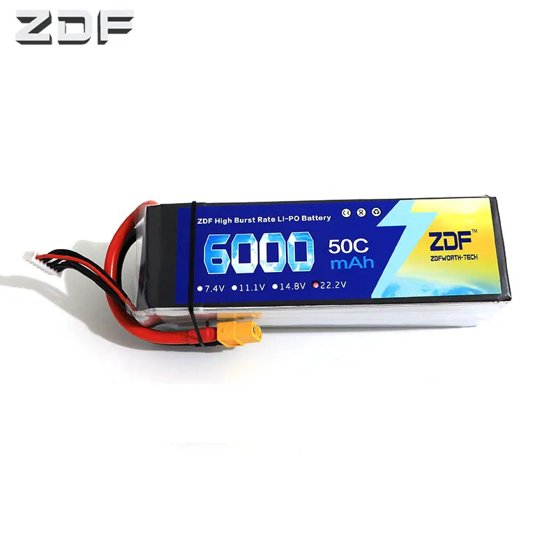 

ZDF Good Quality 22.2V 6000mAh 6S Lipo Battery 50C Max 100C for RC Airplane Helicopter Quadrotor AKKU car truck boat RC dron