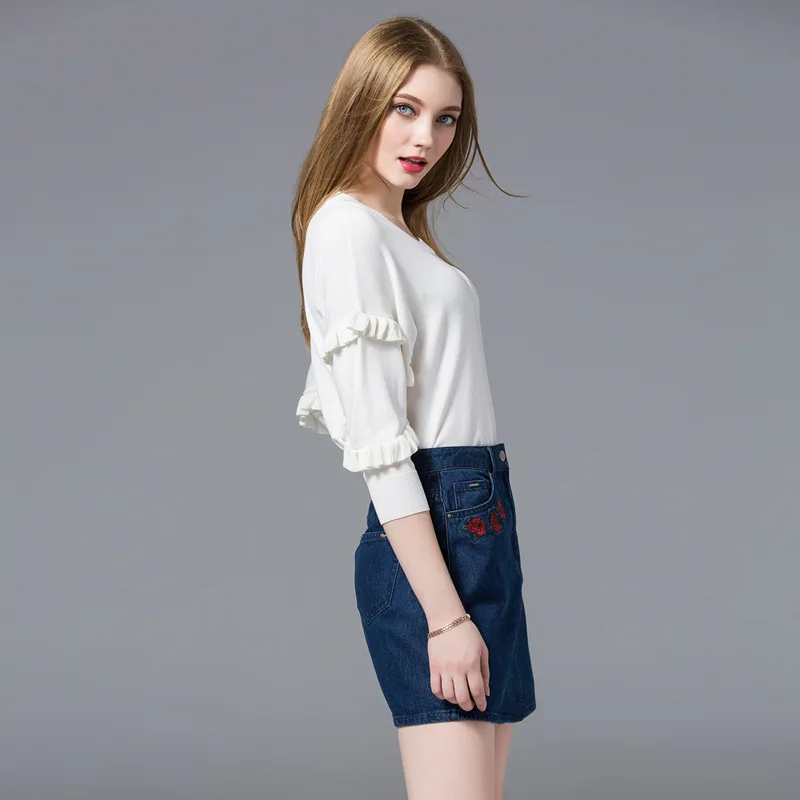 New Women Sweaters and Pullovers Casual Lace Sleeve O-Neck Sweater Solid Winter Simple Spring Summer Pull Femme Knitted Jumpers | Женская