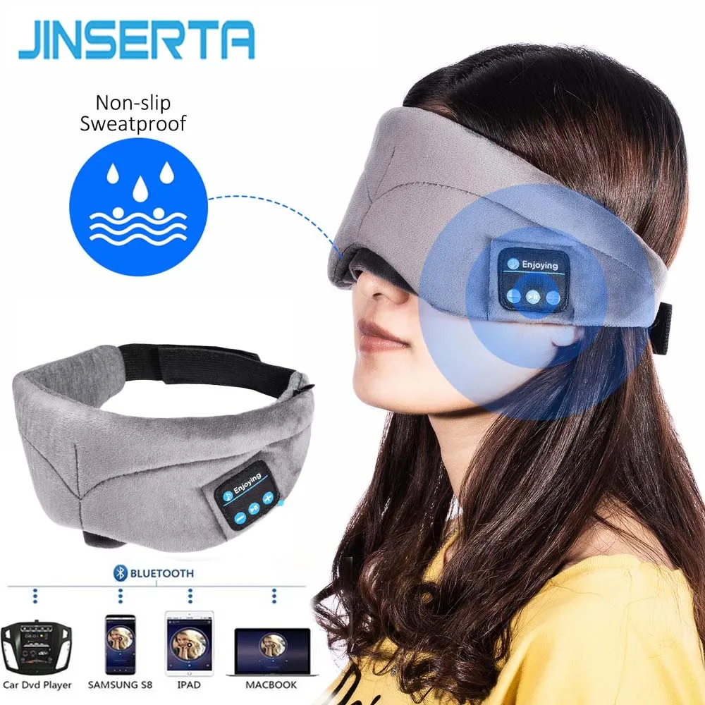 JINSERTA, Bluetooth наушники, маска для сна, стерео, музыкальный плеер, 4,2, Bluetooth, наушники для сна, для глаз, гарнитура, громкая связь, моющаяся