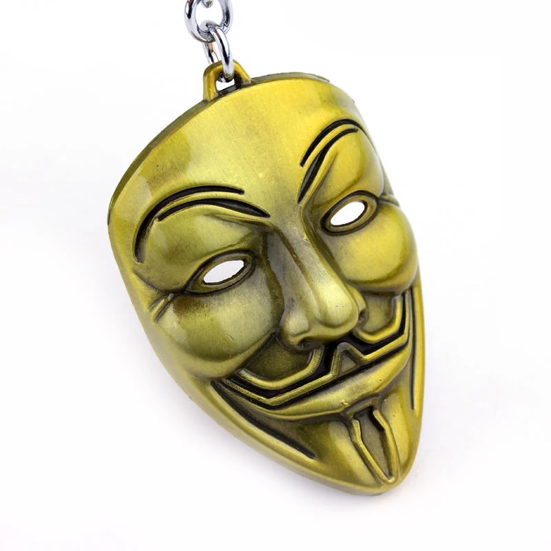 Серия фильмов V для Vendetta брелок Золотой цвет сплав металлическая маска со
