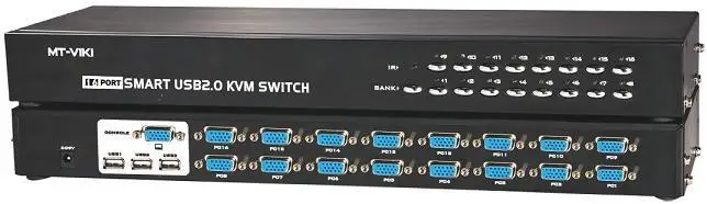 16 портов Смарт USB 2 0 KVM переключатель металла включает кабели кнопки или пульт