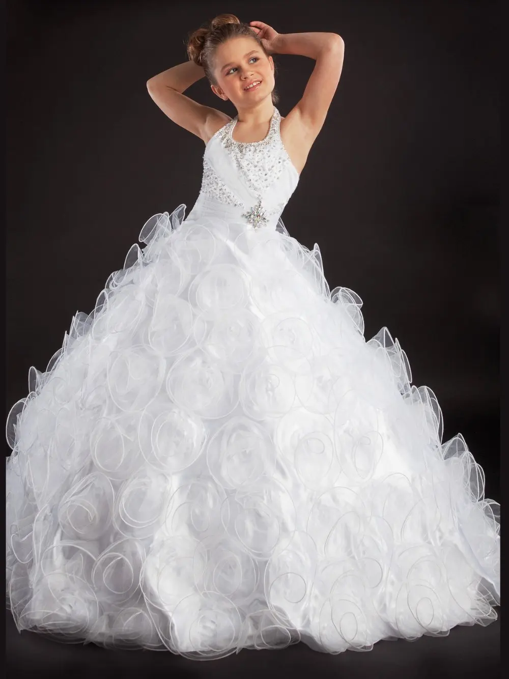 New Halter WhiteFloor Length Soft Tulle Flower Girl Dress Style 6.8.10.12.14.16|girls floor length dresses|girls victorian dressdress center |