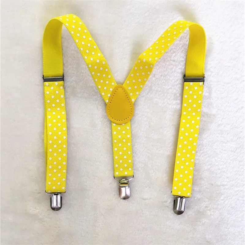 OnnPnnQ Fashion New Boys Girls 3Clips Suspenders Set Personality Yellow Dots Bow Tie Adjust Braces Kids Daily Show Accessories | Аксессуары