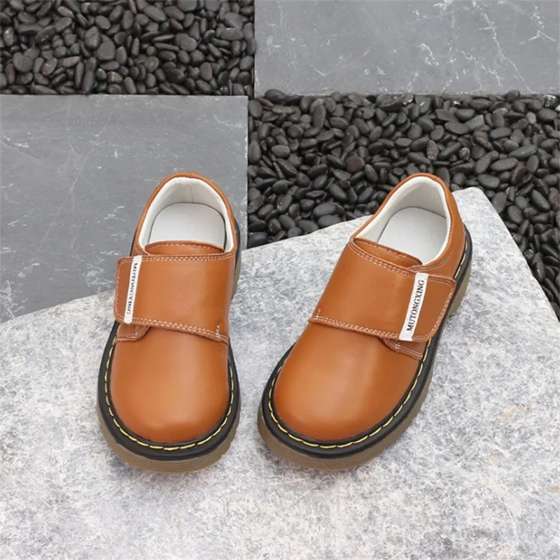Child's Shoes 2018 Spring New Children's Leather Boys And Girls Casual Hook &amp Loop Baby Soft Bottom |