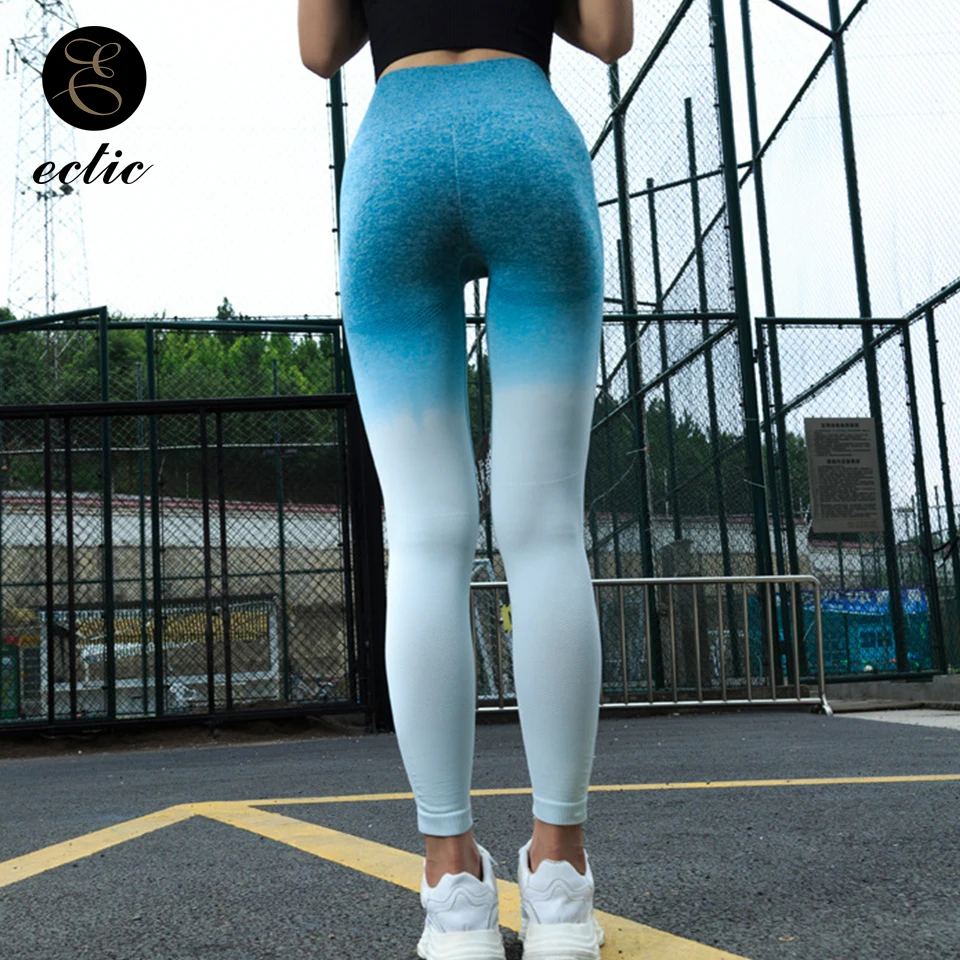 Ombre Leggings Butt Lifting Breathable High Waist Leggings Women Sexy Hip Peach Push Up Pants Gradient Sports Leggings Joggers