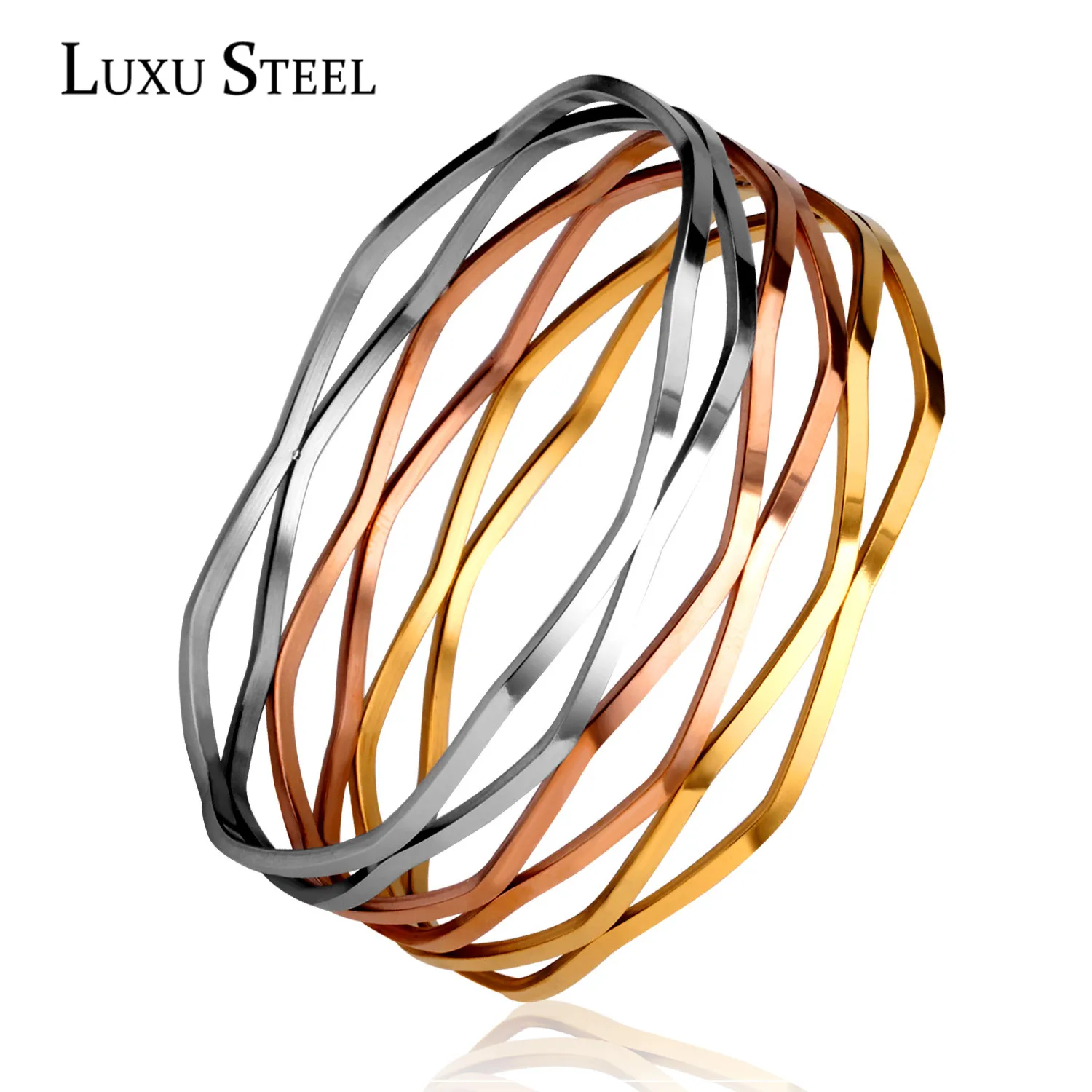 LUXUSTEEL 68 мм Диаметр многослойный полый браслет и для женщин/мужчин ювелирные
