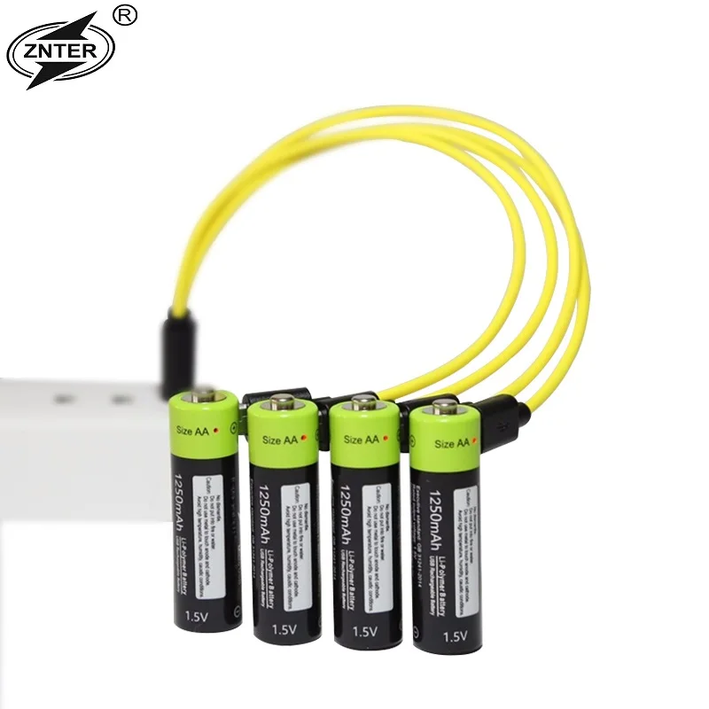 ZNTER 1 5 в AA 1250 мАч литий полимерная аккумуляторная батарея micro usb зарядка В