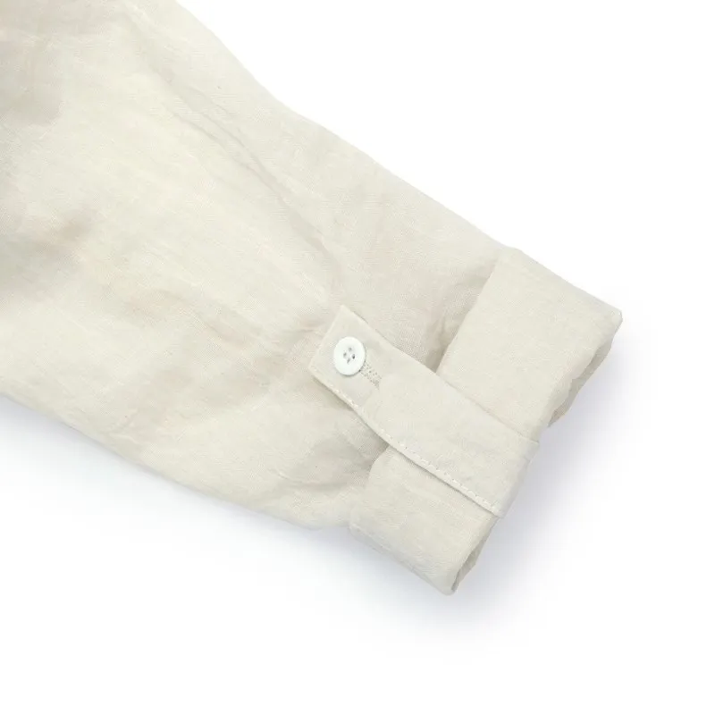 

Women Cotton Linen Shirts 3/4 Sleeve Stand Neck Single Breasted Blouse Sunscreen Shirts Adjustable Sleeve Length Tops 818-006