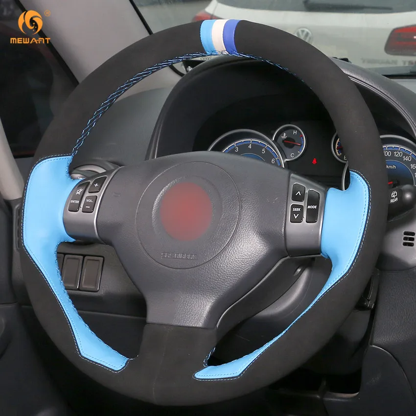 MEWANT светло-голубой кожа черная замша рулевого колеса автомобиля крышки для Suzuki SX4 Alto старый Swift аксессуары интерьера Запчасти