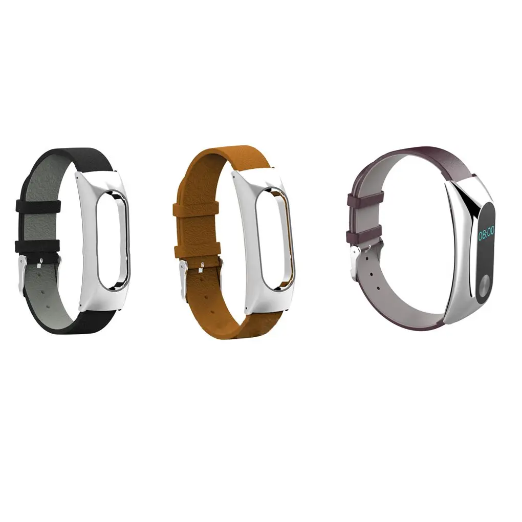 Ремешок сменный для Xiaomi MiBand2 регулируемый браслет из сплава и кожи наручных часов
