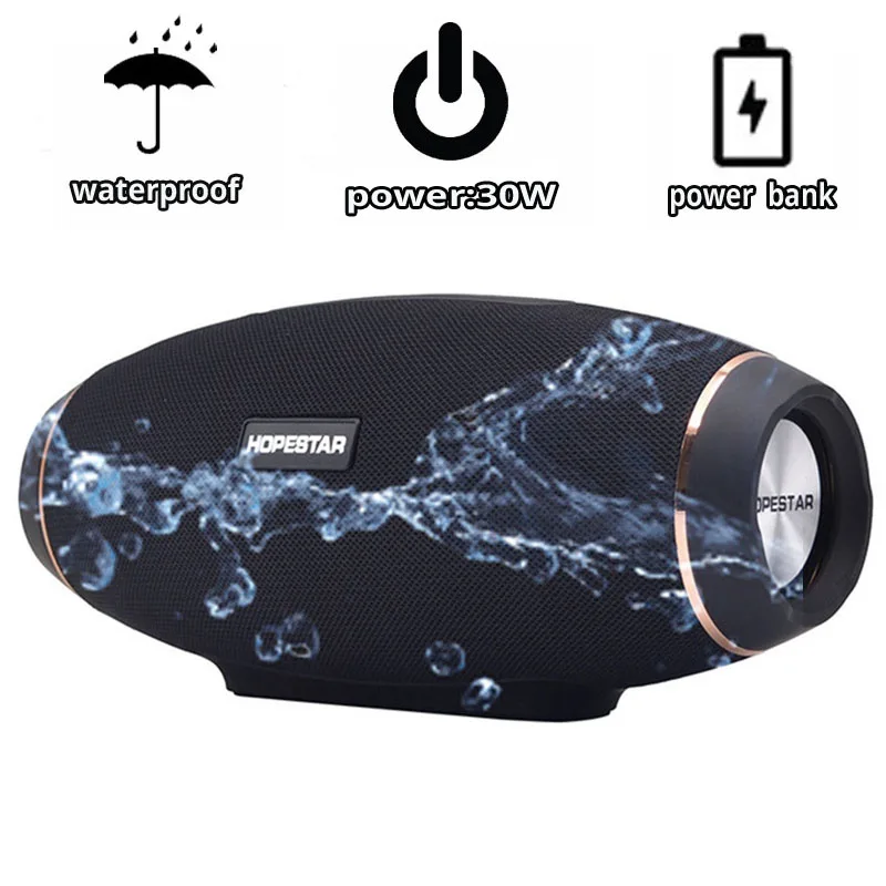 H20 30 Вт регби Bluetooth динамик водонепроницаемый бас Колонка беспроводной