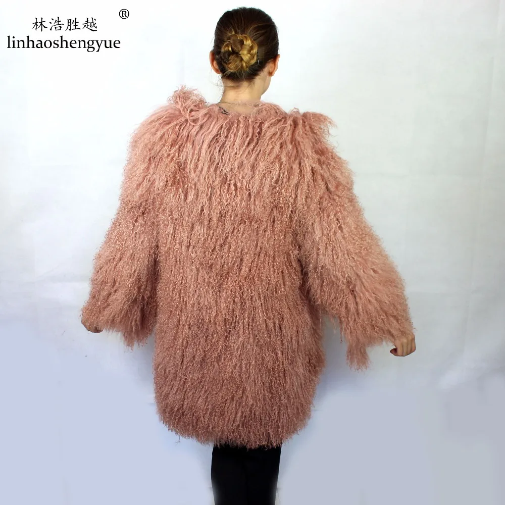 Linhaoshengyue Winter Warm Fashion 100% Natural Tan Sheep Fur Women Coat Freeshipping | Женская одежда