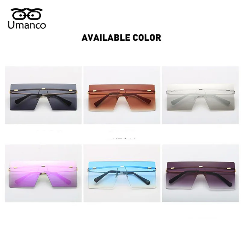 

Umanco Big Square Rimless Sunglasses Women Men Vintage Fashion Metal Sun Glasses Female Oversized Shades Eyewear Male Goggles
