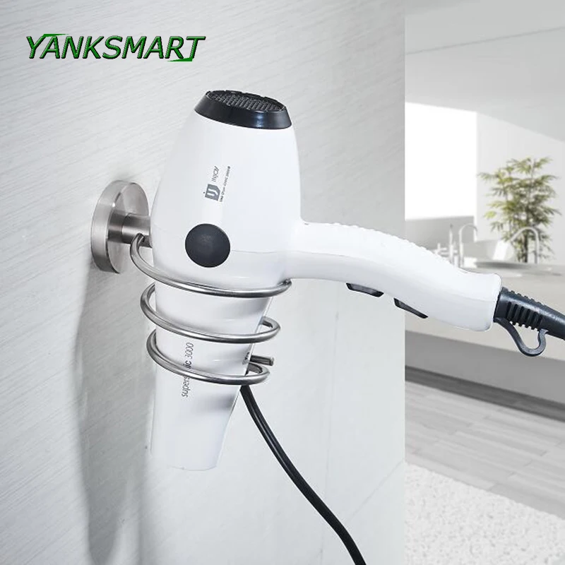 

YANKSMAR Wall Mounted Single Hook Ligar Stainless steel Nickel Brushed Hair Dryer hanging Bathroom Hardware Accessories