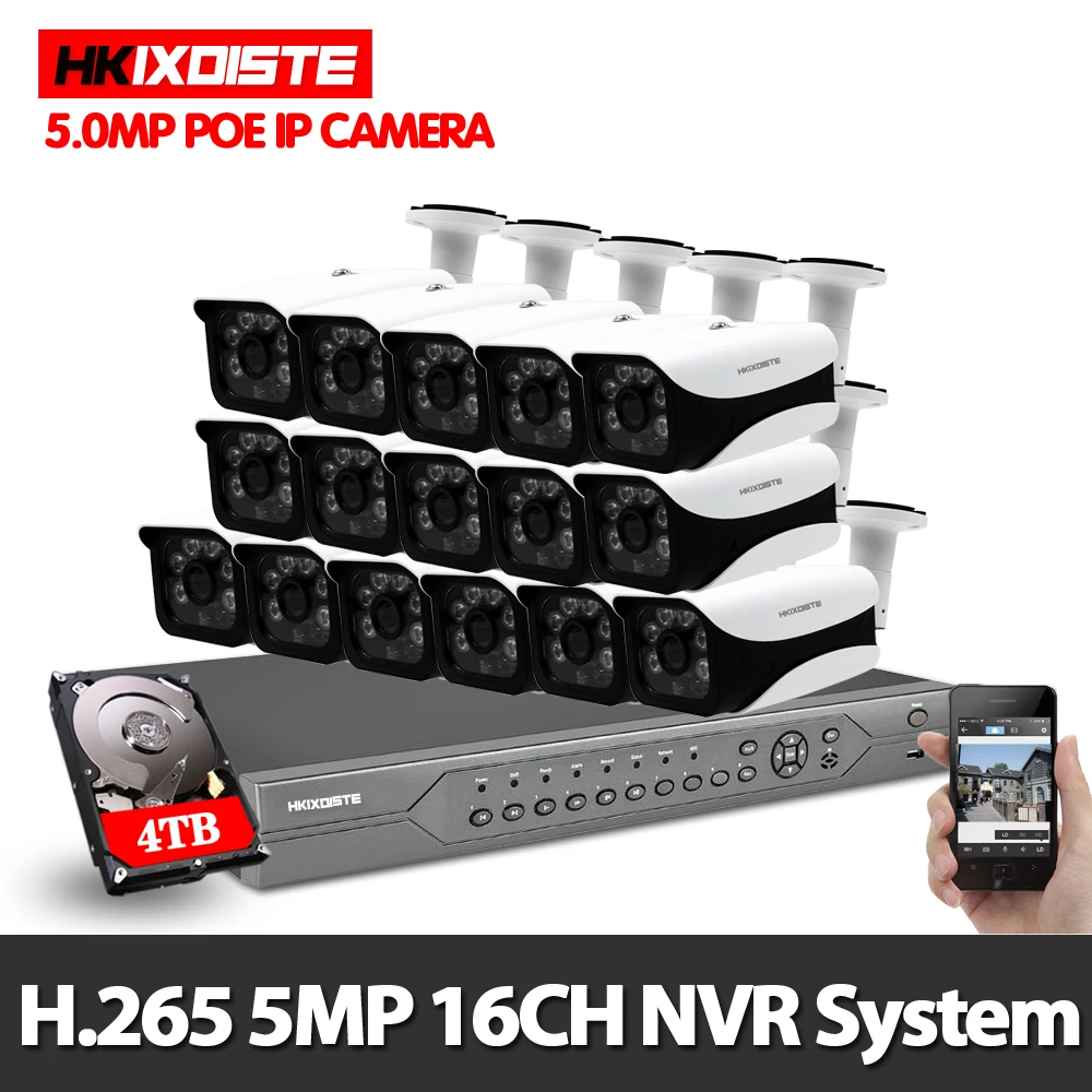 16CH система видеонаблюдения 5.0MP наружная камера безопасности 8CH 4K Система
