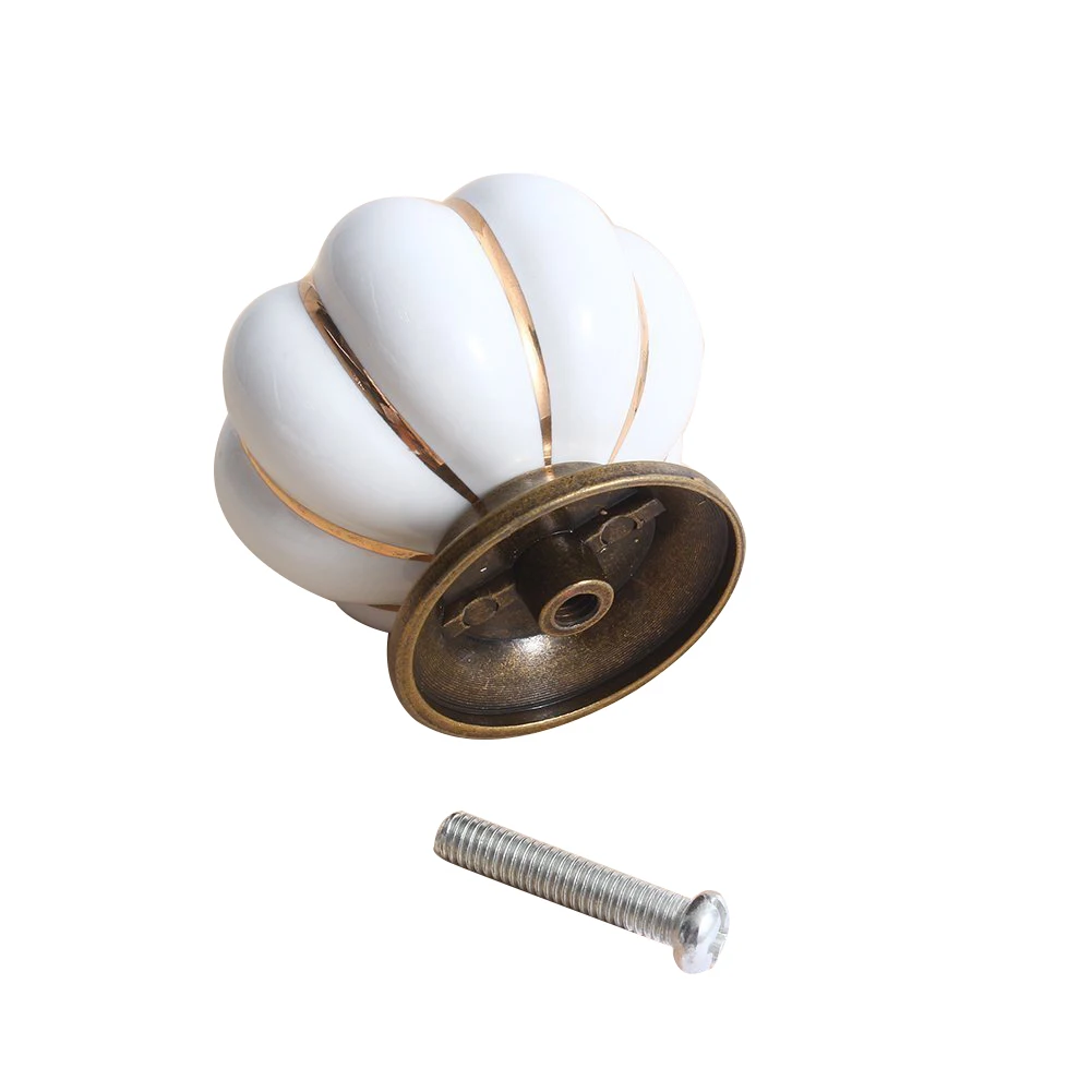 KSOL 12Pcs Pumpkin Zinc Ceramic Door Knobs Drawer Pull Handle Kitchen Cabinet Cupboard Wardrobe White | Обустройство дома