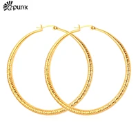 basketball wives gold filled hoop earrings for women hiphop style yellow gold color stainless steel women jewelry e2177g